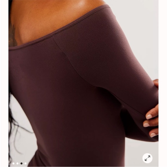 Free People Off The Shoulder Long Sleeve In Chocolate Merlot. NWOT! Sz XS/S, M/L - Picture 3 of 8